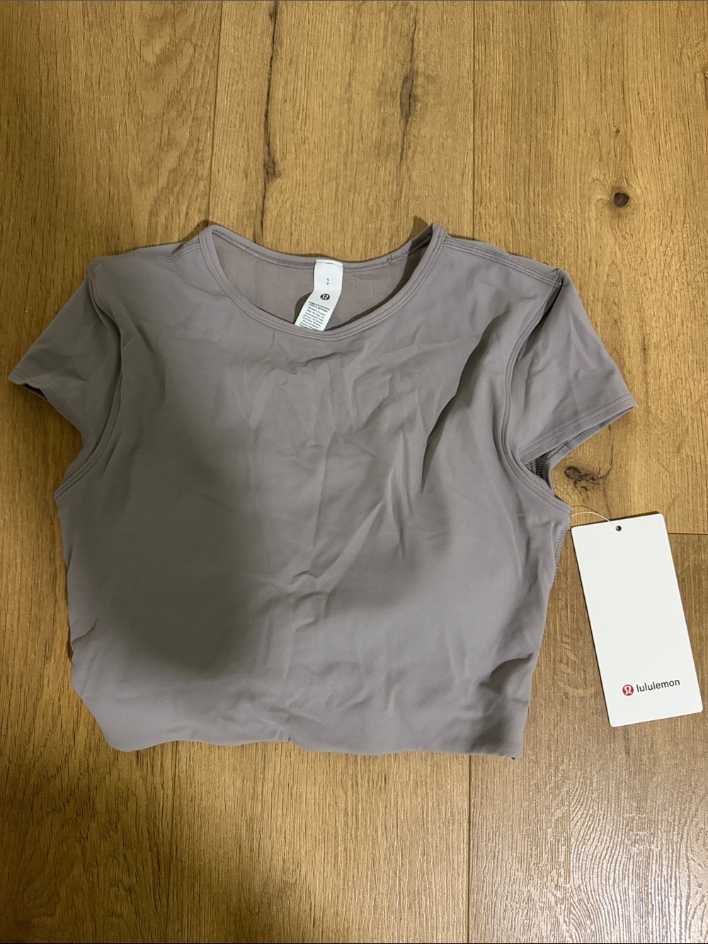 lululemon athletica Short Sleeve Crew Crop Top — Dusty Lavender Gray